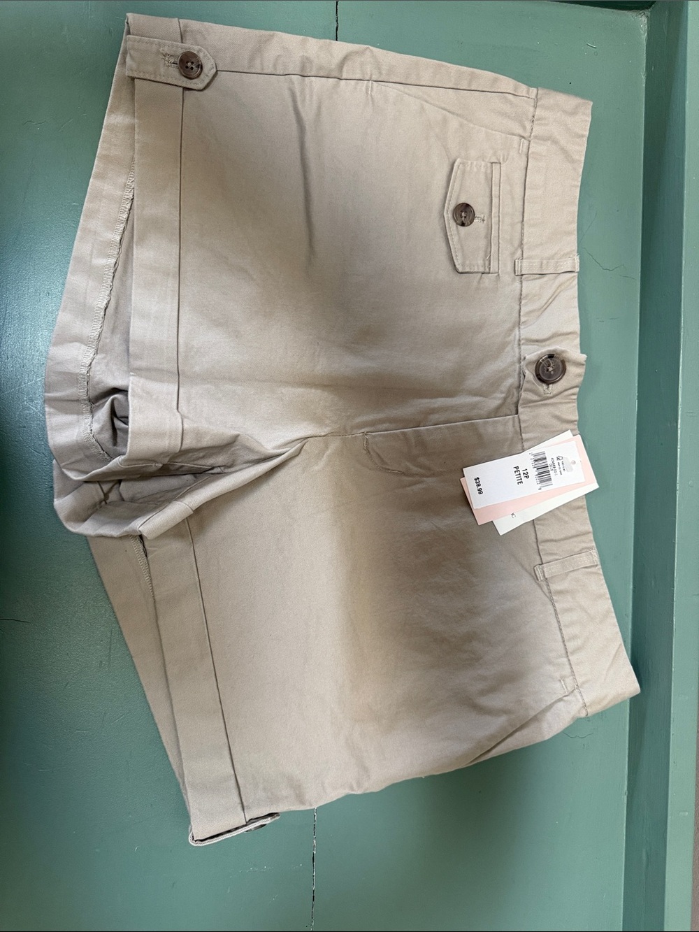 Banana Republic Khaki High-Rise Cotton Blend Shorts